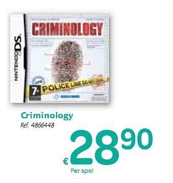 Promoties Criminology - Nintendo - Geldig van 06/01/2010 tot 16/01/2010 bij Carrefour