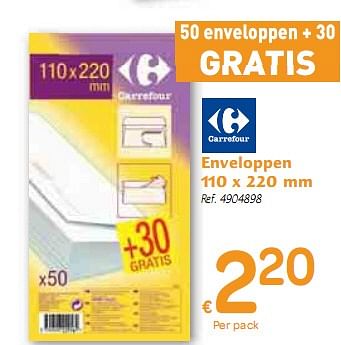 Promoties Enveloppen 110 x 220 mm - Huismerk - Carrefour  - Geldig van 06/01/2010 tot 16/01/2010 bij Carrefour