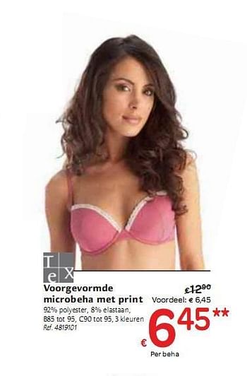 Promoties Voorgevormde microbeha met print - Tex - Geldig van 06/01/2010 tot 16/01/2010 bij Carrefour