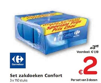 Promoties Set zakdoeken Confort - Huismerk - Carrefour  - Geldig van 06/01/2010 tot 16/01/2010 bij Carrefour