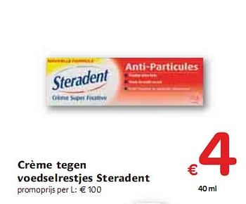 Promoties Crème tegen voedselrestjes Steradent - Steradent - Geldig van 06/01/2010 tot 16/01/2010 bij Carrefour