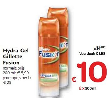 Promoties Hydra Gel Gillette - Fusion - Geldig van 06/01/2010 tot 16/01/2010 bij Carrefour