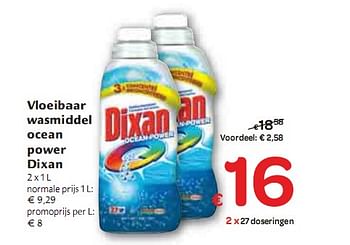 Promotions Vloeibaar wasmiddel ocean power Dixan  - Dixan - Valide de 06/01/2010 à 16/01/2010 chez Carrefour