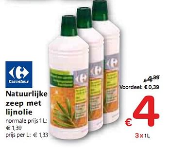 Promotions Natuurlijke zeep met lijnolie - Produit maison - Carrefour  - Valide de 06/01/2010 à 16/01/2010 chez Carrefour