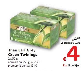Promoties Thee Earl Grey Green Twinings - Twinings - Geldig van 06/01/2010 tot 16/01/2010 bij Carrefour