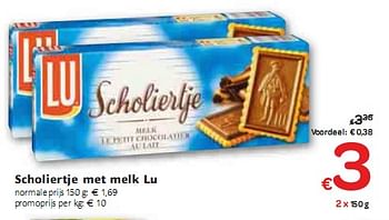 Promotions Scholiertje met melk LU - Lu - Valide de 06/01/2010 à 16/01/2010 chez Carrefour