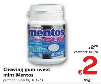 Promoties Chewing gum sweet mint Mentos - Mentos - Geldig van 06/01/2010 tot 16/01/2010 bij Carrefour