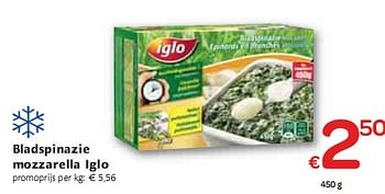 Promoties Bladspinazie mozzarella iglo - Iglo - Geldig van 06/01/2010 tot 16/01/2010 bij Carrefour