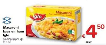 Promoties Macaroni kaas en ham iglo - Iglo - Geldig van 06/01/2010 tot 16/01/2010 bij Carrefour