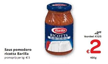 Promoties Saus pomodoro ricotta  - Barilla - Geldig van 06/01/2010 tot 16/01/2010 bij Carrefour