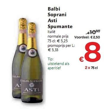 Promotions Balbi Soprani Asti Spumante - Mousseux - Valide de 06/01/2010 à 16/01/2010 chez Carrefour