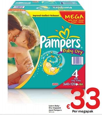 Promoties Lulers Baby-Dry megapak maxi Pampers - Pampers - Geldig van 06/01/2010 tot 16/01/2010 bij Carrefour