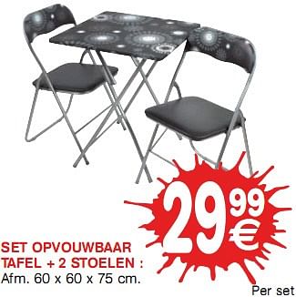 Promoties Set opvouwbare tafel + 2 stoelen - Huismerk - Trafic  - Geldig van 06/01/2010 tot 17/01/2010 bij Trafic