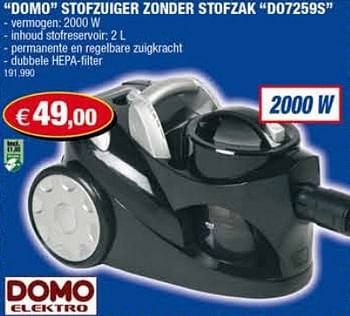 Promoties STOFZUIGER ZONDER STOFZAK - Domo elektro - Geldig van 06/01/2010 tot 17/01/2010 bij Hubo