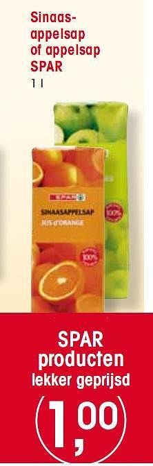 Promotions Sinaasappelsap of appelsap  - Produit maison - Spar  - Valide de 07/01/2010 à 12/01/2010 chez Spar