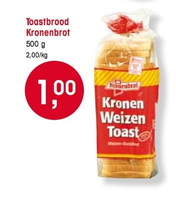 Promotions Toastbrood - Kronenbrot - Valide de 07/01/2010 à 12/01/2010 chez Spar