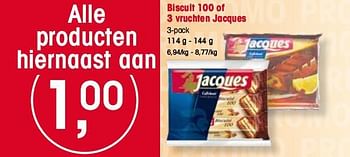 Promotions Biscuit 100 of 3 vruchten - Jacques - Valide de 07/01/2010 à 12/01/2010 chez Spar