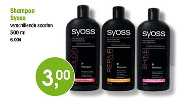 Promotions Shampoo Syoss - Syoss - Valide de 07/01/2010 à 12/01/2010 chez Spar