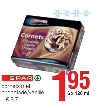 Promoties cornets met chocolade | vanille - Diepvries afdeling - Geldig van 07/01/2010 tot 20/01/2010 bij Eurospar (Colruytgroup)