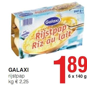 Promoties rijstpap - Galaxi - Geldig van 07/01/2010 tot 20/01/2010 bij Eurospar (Colruytgroup)