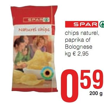 Promotions chips naturel.paprika of Bolognese - Produit maison - Eurospar - Valide de 07/01/2010 à 20/01/2010 chez Eurospar (Colruytgroup)