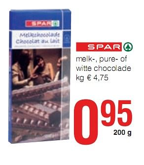 Promoties melk-, pure- of witte chocolade  - Huismerk - Eurospar - Geldig van 07/01/2010 tot 20/01/2010 bij Eurospar (Colruytgroup)
