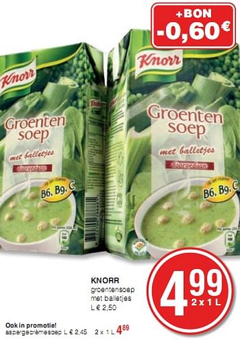 Promoties Groenten soep - Knorr - Geldig van 07/01/2010 tot 20/01/2010 bij Eurospar (Colruytgroup)
