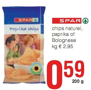 Promotions chips naturel, paprika of Bolognese  - Produit maison - Eurospar - Valide de 07/01/2010 à 20/01/2010 chez Eurospar (Colruytgroup)