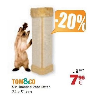 Promoties Sisal krabpaal voor katten - Huismerk - Tom & Co - Geldig van 07/01/2010 tot 27/01/2010 bij Tom&Co