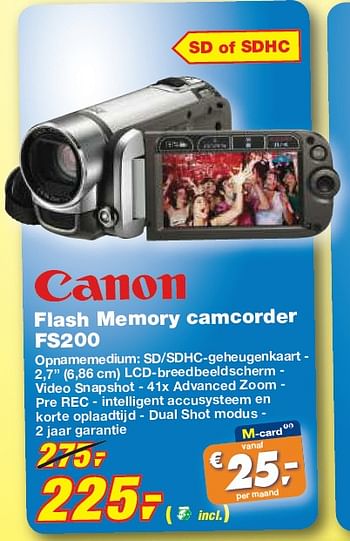 Promoties Flash Memory camcorder - Canon - Geldig van 13/01/2010 tot 26/01/2010 bij Makro