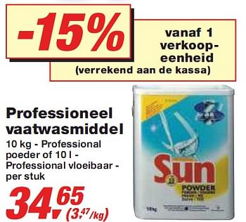 Promoties Professioneel vaatwasmiddel - Sun - Geldig van 13/01/2010 tot 26/01/2010 bij Makro