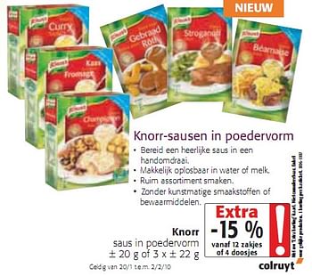 Promoties sausen in poedervorm - Knorr - Geldig van 20/01/2010 tot 02/02/2010 bij Colruyt