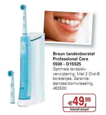 Promoties Braun tandenborstel Professional Care - Braun - Geldig van 20/01/2010 tot 02/02/2010 bij Colruyt