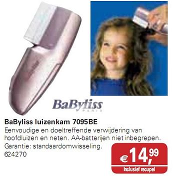 Promoties BaByliss luizenkam 7095BE - Babyliss - Geldig van 20/01/2010 tot 02/02/2010 bij Colruyt