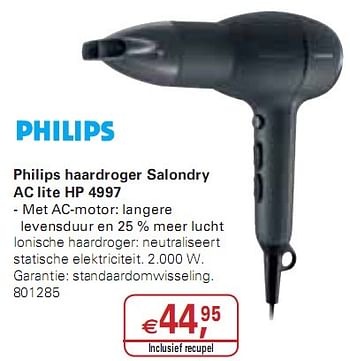 Promoties haardroger Salondry AC lite  - Philips - Geldig van 20/01/2010 tot 02/02/2010 bij Colruyt