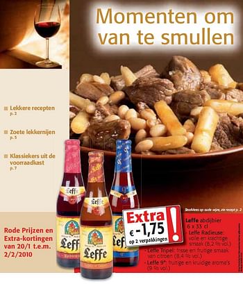 Promoties Lekkere recepten - Leffe - Geldig van 20/01/2010 tot 02/02/2010 bij Colruyt