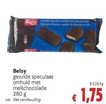 Promoties gevulde speculaas omhuld met melkchocolade - Belsy - Geldig van 20/01/2010 tot 02/02/2010 bij Colruyt