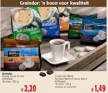 Promoties Strong, Decaf of Mild koffiepads - Graindor - Geldig van 20/01/2010 tot 02/02/2010 bij Colruyt