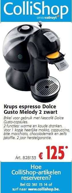 Promoties Krups espresso Dolce Gusto Melody 2 zwart - Huismerk - Colruyt - Geldig van 20/01/2010 tot 02/02/2010 bij Colruyt