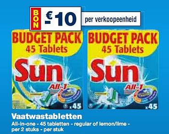 Promoties Vaatwastabletten - Sun - Geldig van 27/01/2010 tot 09/02/2010 bij Makro