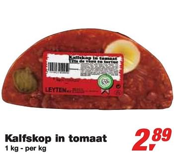 Promotions Kalfskop in tomaat - Produit maison - Makro - Valide de 27/01/2010 à 09/02/2010 chez Makro