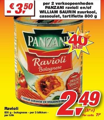 Promotions Ravioli - Panzani - Valide de 27/01/2010 à 09/02/2010 chez Makro