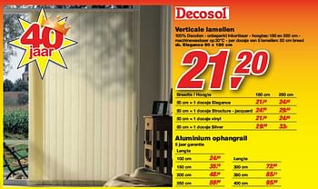 Promoties Verticale lamellen - Decosol - Geldig van 27/01/2010 tot 09/02/2010 bij Makro