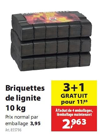 Produit maison - Gamma Briquettes de lignite 10kg - En promotion chez Gamma