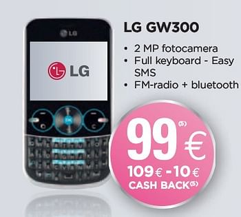 Promoties LG GW300 - LG - Geldig van 28/01/2010 tot 15/02/2010 bij ALLO Telecom