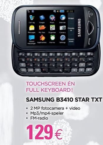 Promoties Samsung B3410 Star TXT - Samsung - Geldig van 28/01/2010 tot 15/02/2010 bij ALLO Telecom