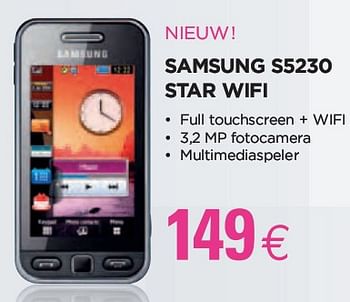 Promoties Samsung S5230 Star Wifi - Samsung - Geldig van 28/01/2010 tot 15/02/2010 bij ALLO Telecom