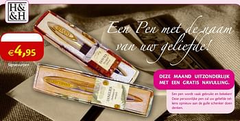Promoties Een pen met de naam van uw geliefde - Huismerk - Holland & Barrett - Geldig van 01/02/2010 tot 28/02/2010 bij Holland & Barret