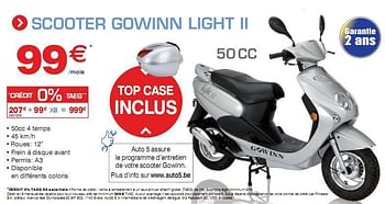 Promotions SCOOTER GOWINN LIGHT II - Gowinn - Valide de 01/02/2010 à 27/02/2010 chez Auto 5