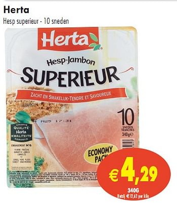 Promoties Hesp superieur - 10 sneden - Herta - Geldig van 02/02/2010 tot 07/02/2010 bij Intermarche